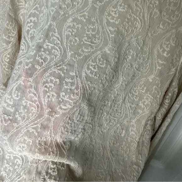 LOFT Sheer Lace Ivory Long Sleeve Blouse Size Large - Picture 7 of 12